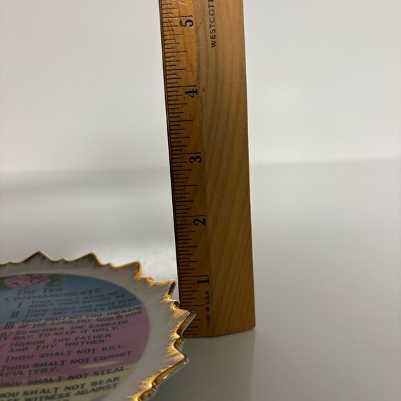 Ten Commandments Decorative Plate Gold Trim Moses Vintage Retro Home Decor 6in - Picture 4 of 4